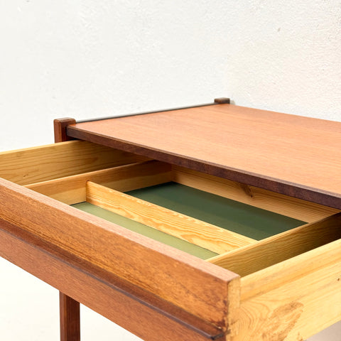 Danish teak sewing table on wheels, 1950s-60s. - Beyo Vintage