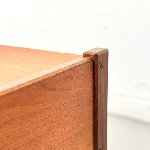 Danish teak sewing table on wheels, 1950s-60s. - Beyo Vintage