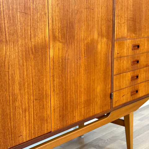 Highboard in teak and beech, 1950s-60s, Sweden - Beyo Vintage