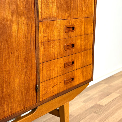 Highboard in teak and beech, 1950s-60s, Sweden - Beyo Vintage