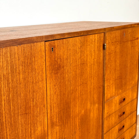 Highboard in teak and beech, 1950s-60s, Sweden - Beyo Vintage