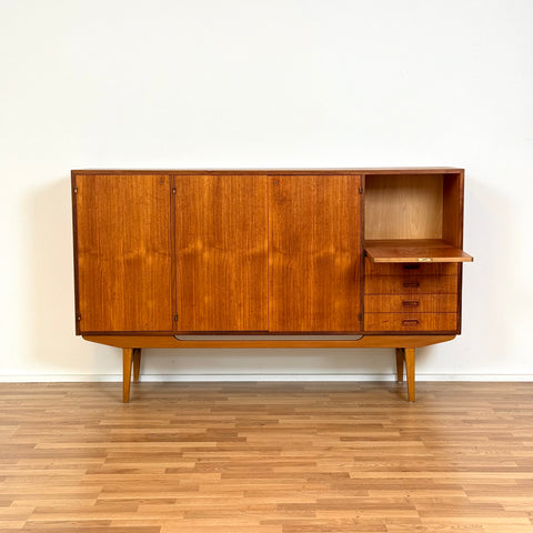 Highboard in teak and beech, 1950s-60s, Sweden - Beyo Vintage