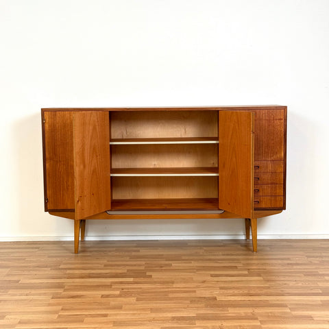 Highboard in teak and beech, 1950s-60s, Sweden - Beyo Vintage