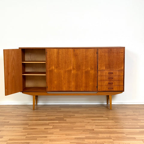 Highboard in teak and beech, 1950s-60s, Sweden - Beyo Vintage