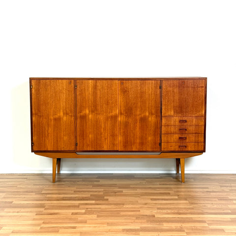 Highboard in teak and beech, 1950s-60s, Sweden - Beyo Vintage