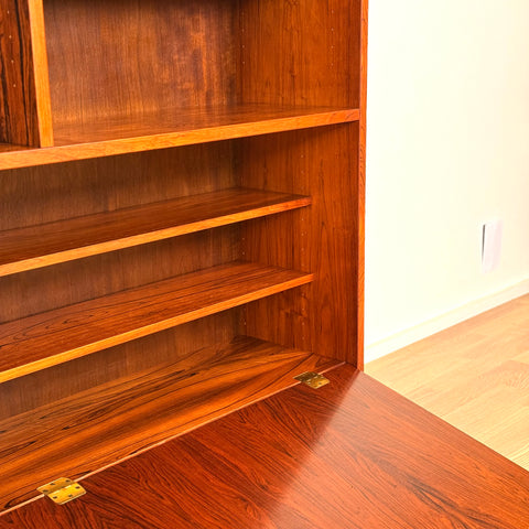 Rare bookshelf in Santos rosewood by Poul Hundevad, 1950s-60s, Denmark