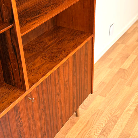 Rare bookshelf in Santos rosewood by Poul Hundevad, 1950s-60s, Denmark