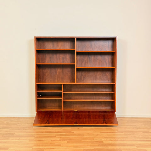 Rare bookshelf in Santos rosewood by Poul Hundevad, 1950s-60s, Denmark