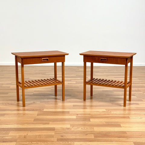 Set of 2 bedside tables in teak, 1950s-60s, Sweden - Beyo Vintage