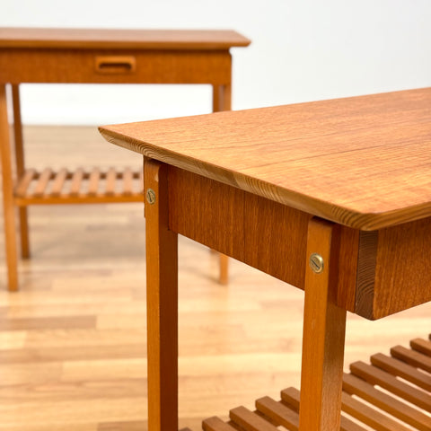 Set of 2 bedside tables in teak, 1950s-60s, Sweden - Beyo Vintage