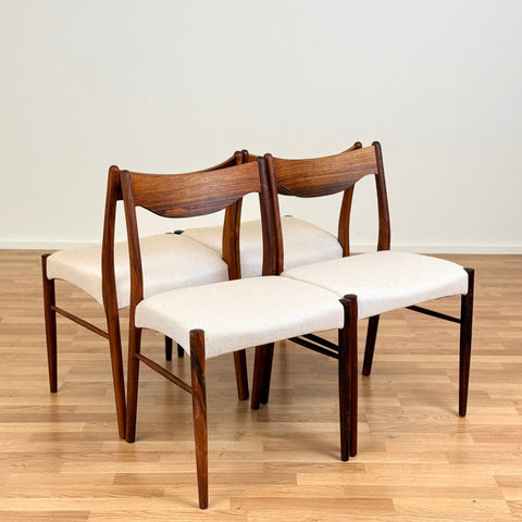 Set of 4 dining chairs in solid rosewood by Arne Wahl Iversen, 1950s-60s, Denmark - Beyo Vintage