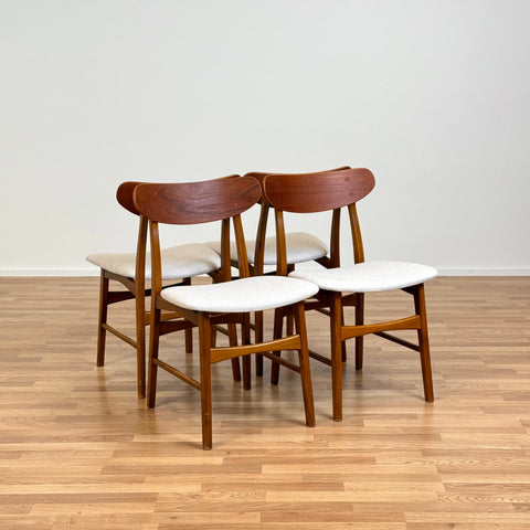 Set of 4 dining chairs in teak and beech, 1960s, Denmark - Beyo Vintage