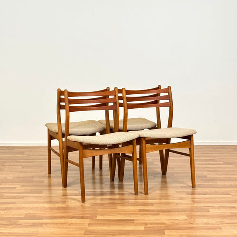 Set of 4 dining chairs in teak and beech, by SAX, 1950s-60s, Denmark