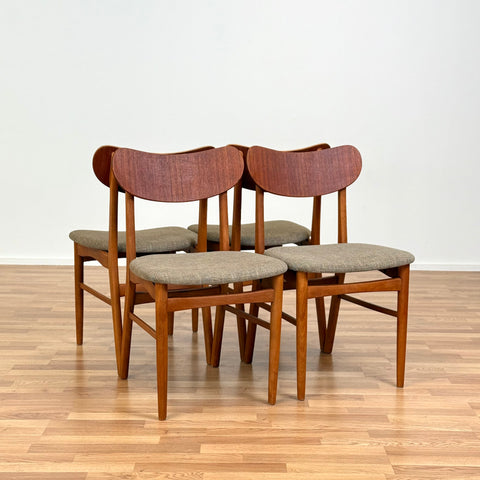 Set of 4 dining chairs in teak & beech, 1950s-60s, Denmark - Beyo Vintage