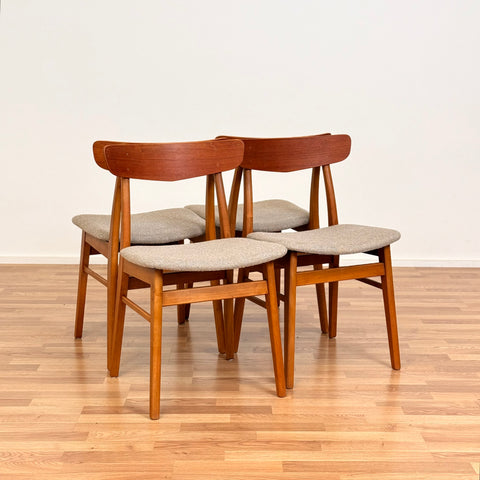 PRICE Set of 4 dining chairs in teak & beech by Findahl, 1950s-60s, Denmark - Beyo Vintage