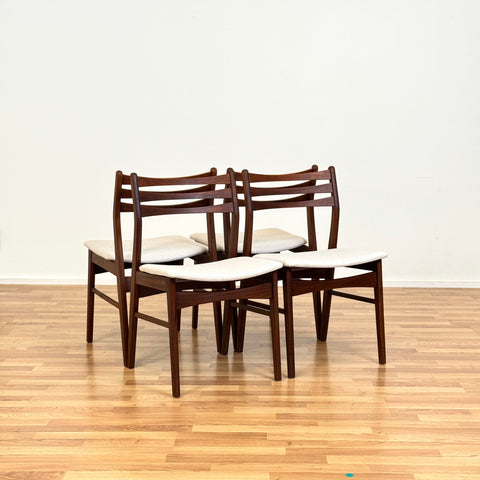 Set of 4 dining chairs in walnut & beech, 1950s-60s, Denmark