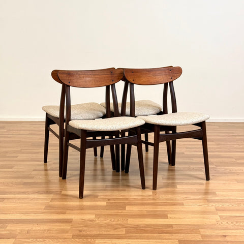 Set of 4 dining chairs made in dark wood, 1950s-60s, Denmark - Beyo Vintage