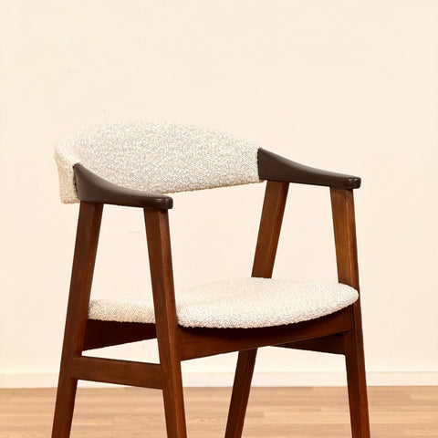 Set of 4 dining chairs with armrest in stained beech, 1950s-60s, Denmark - Beyo Vintage