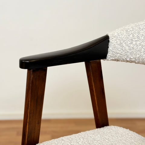 Set of 4 dining chairs with armrest in stained beech, 1950s-60s, Denmark - Beyo Vintage
