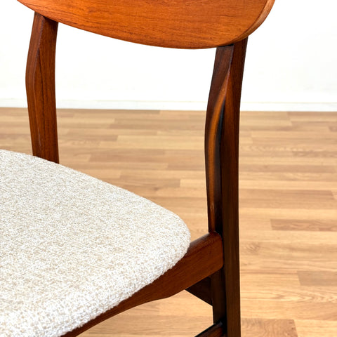 Set of 6 dining chairs in solid walnut & teak, 1950s-60s, Denmark - Beyo Vintage