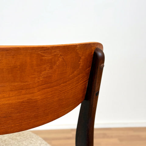 Set of 6 dining chairs in solid walnut & teak, 1950s-60s, Denmark - Beyo Vintage