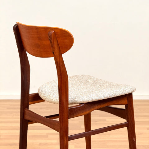 Set of 6 dining chairs in solid walnut & teak, 1950s-60s, Denmark - Beyo Vintage