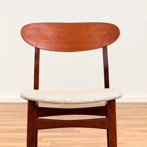 Set of 6 dining chairs in solid walnut & teak, 1950s-60s, Denmark - Beyo Vintage