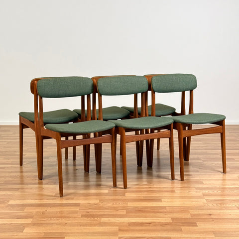 Set of 6 dining chairs in teak, by B. Rasmussen for Thorso Mobelfabrik, 1950s-60s, Denmark - Beyo Vintage