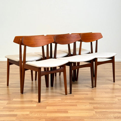 Set of 6 dining chairs in teak & walnut, 1950s-60s, Denmark - Beyo Vintage