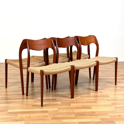 Set of 6 NIELS O. MØLLER , model '71', in teak, 1950s-60s, Sweden - Beyo Vintage