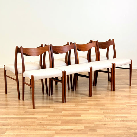 Set of 8 dining chairs in solid teak by Arne Wahl Iversen, 1950s-60s, Denmark - Beyo Vintage