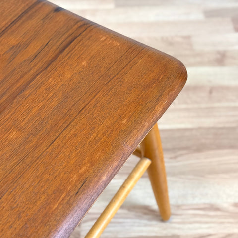 Stool in teak, "Fanett" by Ilmari Tapiovaara for Edsbyverken, Sweden - Beyo Vintage