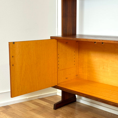 Wall unit / Shelving system in Santos rosewood, 1950s-60s, Sweden