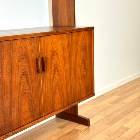 Wall unit / Shelving system in Santos rosewood, 1950s-60s, Sweden