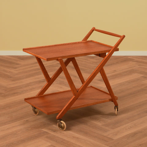 Foldable serving trolley in teak & oak by Fröseke AB Nybrofabriken