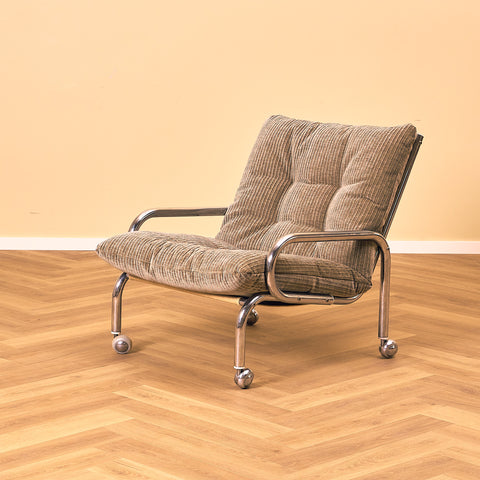 Swedish chrome armchair in chrome, model 'Rollo 2' by Karl-Olof Westberg for AB Boremöbler in Tibro