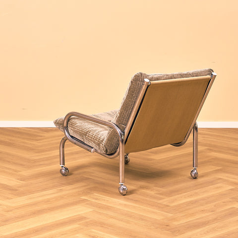 Swedish chrome armchair in chrome, model 'Rollo 2' by Karl-Olof Westberg for AB Boremöbler in Tibro
